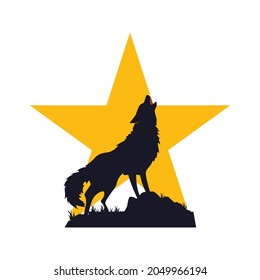 Illustration Vector Graphic of Star Wolf Logo. Perfect to use for Technology Company