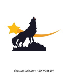 Illustration Vector Graphic of Star Wolf Logo. Perfect to use for Technology Company