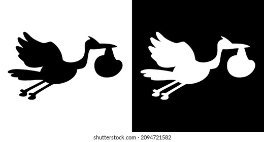 Illustration vector graphic of stork icon. Black and white color. Bird logo. Simple flat image