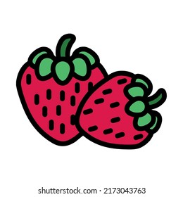 Illustration Vector Graphic of strawberry fruit, fruit icon