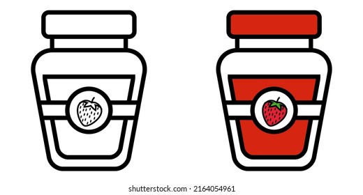 Illustration Vector Graphic of strawberry jam pot, food fruit icon