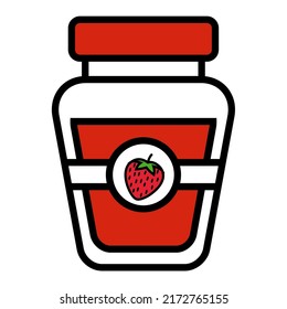 Illustration Vector Graphic of strawberry jam pot, food fruit icon