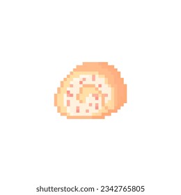 Illustration vector graphic of strawberry roll cake in pixel art style