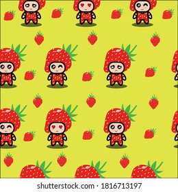 Illustration vector graphic of strawberry seamless patern