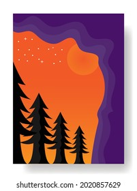 Illustration vector graphic of street view in the evening. Suitable for wall canvas design, cover books, poster magazine design, decoration, etc.