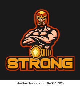 Illustration vector graphic of The strong man, the muscular wrestling athlete is perfect for logos and mascots