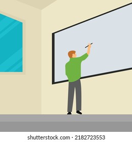 Die Vektorgrafik eines Studenten ist auf dem Whiteboard geschrieben, perfekt für den internationalen Tag, Schutz der Bildung vor Angriffen, Feiern, Grußkarte, etc.
