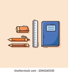 Illustration, Vektorgrafik von Studienausrüstung. Perfekt für Buchillustrationen, etc.