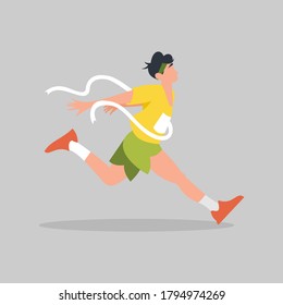 ilustración vectorial de un corredor exitoso con su victoria. ideal para tu contenido, un evento de carrera, etc.