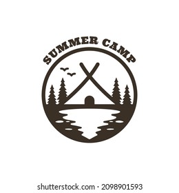 Gráfico vectorial de ilustración del campamento de verano, bueno para el diseño del logo
