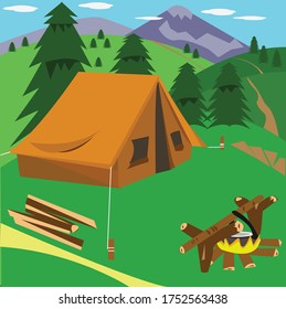 ilustración vectorial de campamento de verano.bueno para vacaciones, símbolo.