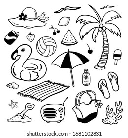 illustration vector graphic of summer holiday doodle