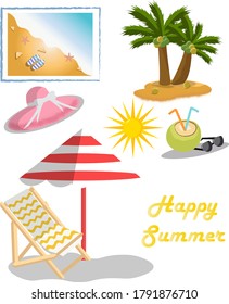 illustration vector graphic of summer theme and beach