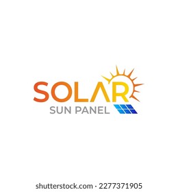 Illustration vector graphic of sun energy solar panels logo design template
