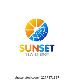 Ilustración vectorial gráfico de los paneles solares de energía solar plantilla de diseño del logotipo
