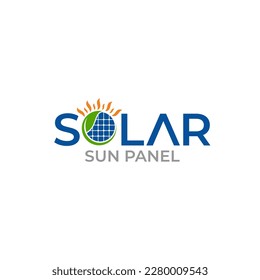 Illustration vector graphic of sun energy solar panels logo design template
