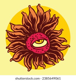 Illustration vector graphic sun flower good for merch purposes, especially if printed directly according to your wishes