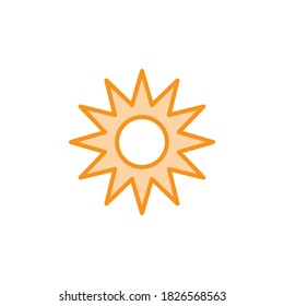 Ilustración Vector gráfico del icono del sol. Apropiado para el sol, la luz del sol, el sol, el amanecer, etc.