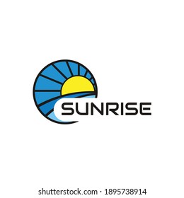 illustration vector graphic of the sun rises over the ocean, perfect for logo, resort, holiday, adventure, business, tourism, etc