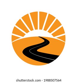 Illustration Vector graphic of sun and road design