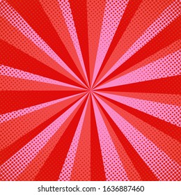 Illustration vector graphic of Sunburst background. Retro sunburst ray in vintage style. red and pink sunburst. Red and pink ray burst style background. Perfect for comic superhero text, speech bubble