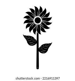 ilustración vectorial de girasol en fondo blanco. Perfecto para icono, símbolo, tatuaje, impresión de pantalla, etc.
