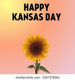 Illustration vector graphic of sunflowers and happy kansas day
