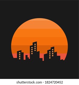 ilustración vectorial gráfico del logotipo o icono de la ciudad de la puesta del sol