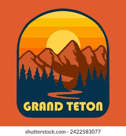 
Illustration vector graphic of SUNSET ON GRAND TETON NATIONAL for apparel design merchandise, such as logos on product packaging