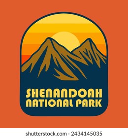 Illustration vector graphic of SUNSET ON SHENANDOAH NATIONAL PARK for apparel design merchandise, such as logos on product packaging