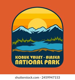 Illustration vector graphic of SUNSET ON GATES OF ARCTIC - ALASKA NATIONAL PARK for apparel design merchandise, such as logos on product packaging