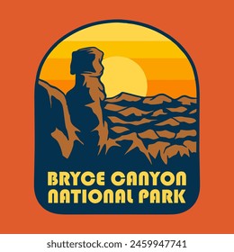 Illustration vector graphic of SUNSET ON BRYCE CANYON NATIONAL PARK for apparel design merchandise, such as logos on product packaging