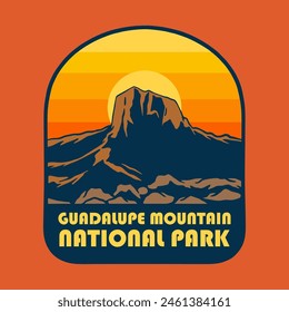 Illustration vector graphic of SUNSET ON GUADALUPE MOUNTAIN NATIONAL PARK for apparel design merchandise, such as logos on product packaging