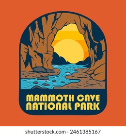 Illustration vector graphic of SUNSET ON MAMMOTH CAVE NATIONAL PARK for apparel design merchandise, such as logos on product packaging