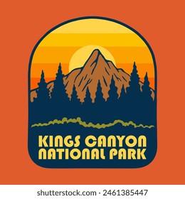 Illustration vector graphic of SUNSET ON KINGS CANYON NATIONAL PARK for apparel design merchandise, such as logos on product packaging