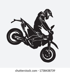 Illustration vector graphic of Supermoto Stunt, perfect for sticker, wallpaper, design product, etc.