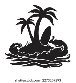 Illustration vector graphic of SURF PALM WAVE suitable for logo product also for design merchandise