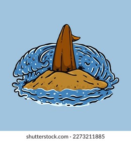 Illustration vector graphic of SURFING PARADISE 2 suitable for logo product also for design merchandise