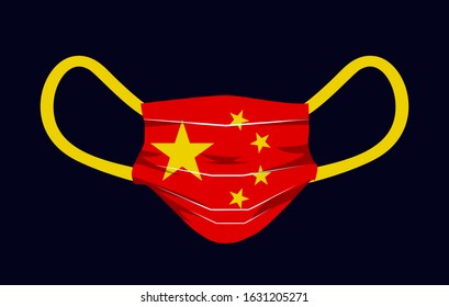 Illustration vector graphic of surgical mask with chinese flag concept. Coronavirus Wuhan Sars illness. Concept of coronavirus quarantine. Coronavirus outbreak in China. Vector illustration EPS10.
