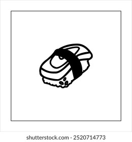 Illustration vector graphic of sushi food icon, black and white