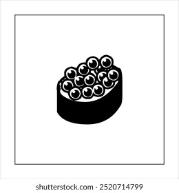 Ilustração vetor gráfico de ícone de comida de sushi, preto e branco