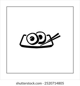 Illustration vector graphic of sushi food icon, black and white