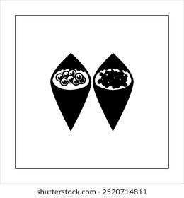 Ilustração vetor gráfico de ícone de comida de sushi, preto e branco