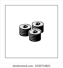 Illustration vector graphic of sushi food icon, black and white