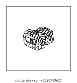 Illustration vector graphic of sushi food icon, black and white