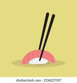 Gráfico vectorial de ilustración de sushi, salmón y arroz