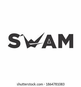 illustration vector graphic of swam writing with goose instead of w