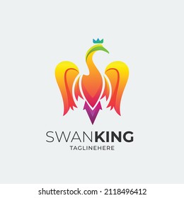 illustration vector graphic of swan king colorful logo template