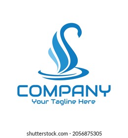 illustration vector graphic of swan logo on the water, perfect for animal, company, brand, corporate, etc.