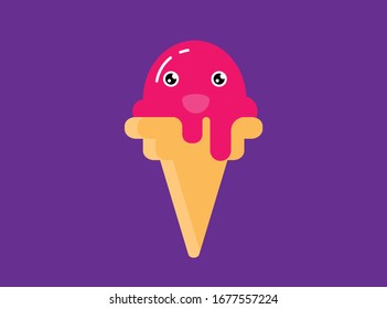 Ilustración vectorial gráfico de cono de helado dulce
perfecto para helados
